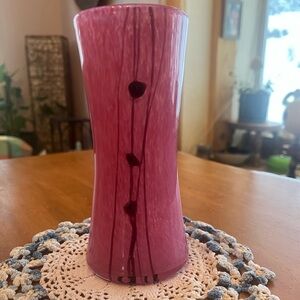 Vintage Cranberry Drip Art Glass Vase | Mid Century Modern | Czech Style |